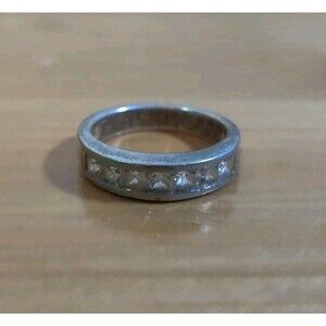 Sterling Silver 925 Cubic Zirconia Ring Size 7 Signed SU CZ 5g